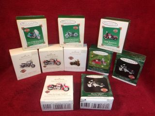 10 Hallmark Miniature Keepsake Christmas Ornaments,  Harley - Davidson Theme