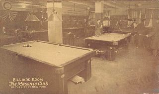 York City,  Ny,  Billiard Room Of The Masonic Club,  Players C 1920 
