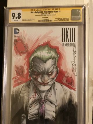 Dark Knight 3 Master Race 1 Signed And Scetched Cover By Shelby Robertson