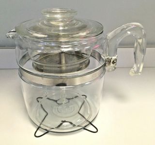 Vintage Pyrex 7759 - B 9 Cup Glass Coffee Pot Percolator Complete