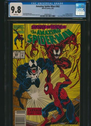 Spider Man 362 Marvel 1992 Cgc 9.  8 Early Carnage Appearance S/h