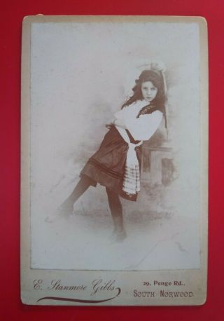 Cabinet Card Young Girl,  Actress?,  Dressing Up As A Pirate By E Stanmore Gibbs