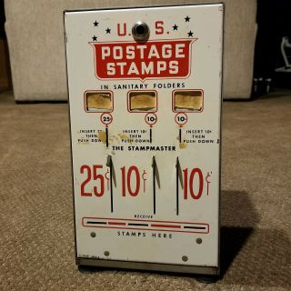 Vintage U.  S.  Postage Stamp Dispenser/vending Machine Coin Operated 25/10/10cents