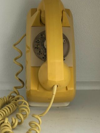 Vintage Gte Automatic Electric Rotary Dial Yellow Wall Phone W/wall Attachment