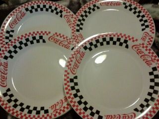 4 Gibson Coca - Cola Diner Coke 10.  5 " Dinner Plate Red Black Checkered