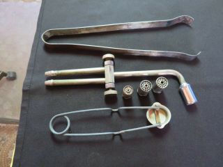 Vintage Anderson Forrester Torch With 4tips,  Tongs And Lighter
