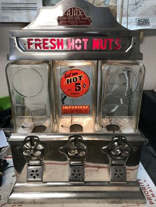 Vintage Ajax Hot Nut Vending Machine 5c & 10c