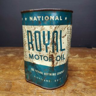 Vintage Royal En - Ar - Co Enarco Quart Qt Oil Can Metal Tin Empty Petroliana