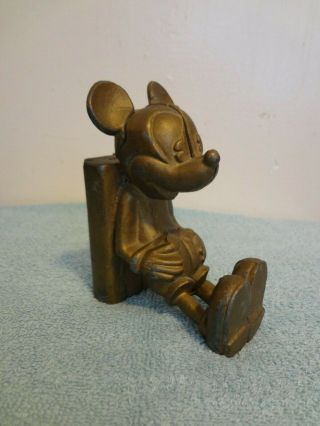 Vintage Mickey Mouse Coin Bank / Book End Heavy Metal Painted Brass Color.