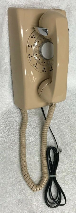 Vintage 1950s Western Electric A/b 554 12 - 59 Light Brown Rotary Dial Wall Phone