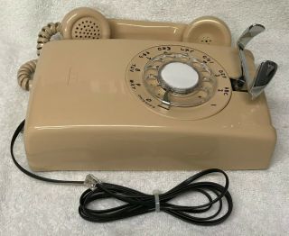 Vintage 1950s WESTERN ELECTRIC A/B 554 12 - 59 LIGHT BROWN Rotary Dial Wall Phone 2
