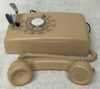 Vintage 1950s WESTERN ELECTRIC A/B 554 12 - 59 LIGHT BROWN Rotary Dial Wall Phone 3