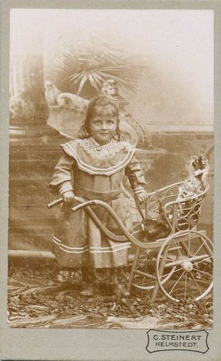 Cdv Photo Of A Pretty Girl With Her Doll And Carriage