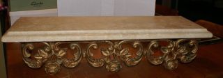 Vintage Syroco Gold Tone Wall Shelf And Faux Marble Slab Goes On Top