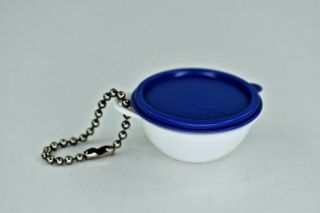 Vintage Miniature Tupperware Wonderlier Bowl And Blue Lid Key Chain Keychain