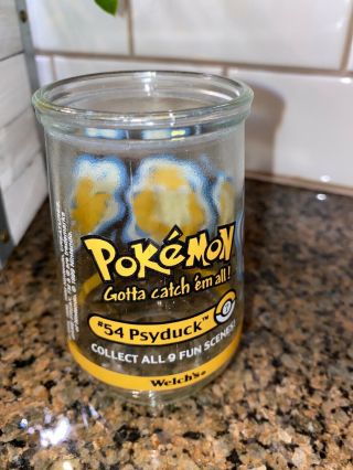 Pokemon 54 Psyduck Welch’s Jelly Jar Glass 1999 Nintendo Collectible Cup 2