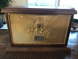 Vintage Yale Eagle Post Office Box Door 8.  5 Height; 13.  5 Base Length; 6.  5 Depth