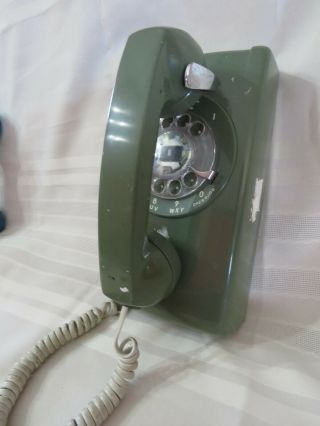 Vintage Model 554 Bell System Western Electric Rotary Wall Phone Avocado Green