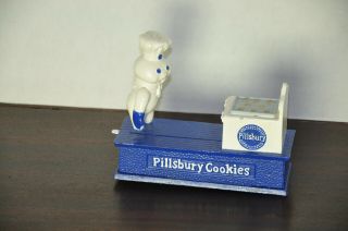 Vintage Pillsbury Doughboy Cast Iron Mechanical Coin Bank 1998