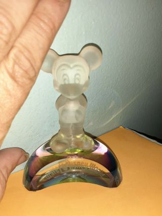 Arribas Walt Disney World Mickey Mouse Figurine Iridescent Crystal Stand