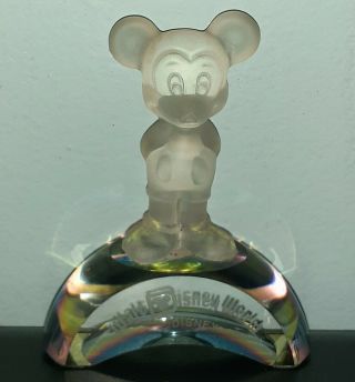 Arribas Walt Disney World Mickey Mouse Figurine Iridescent Crystal Stand 2