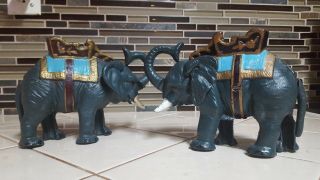 Vintage Hand Painted Cast Iron Mechanical Elephant Bank (2)
