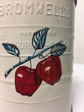 Vintage Marked Bromwell ' s Flour Sifter Apple Design W/ Sticker 2