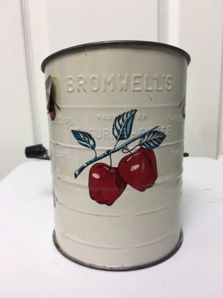 Vintage Marked Bromwell ' s Flour Sifter Apple Design W/ Sticker 3
