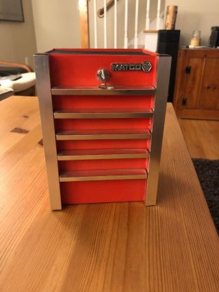 Matco Tools Orange Mini Metal Tool Box Coin Box/ Piggy Bank With Key