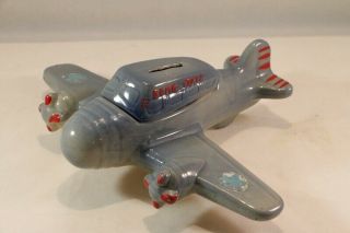Vintage Rare Fredericksburg Art Pottery Wwii Bomber Airplane Bank 1940 