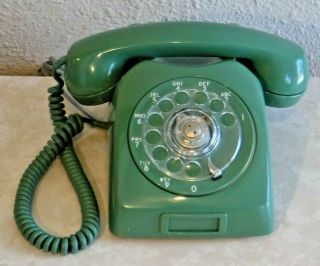 Lm Ericsson Swedish Desk Set Telephone With Rotary Dial In Green Retro Vtg 1974