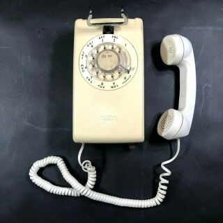 Vintage Beige Rotary Dial Wall Phone Western Electric Bell System