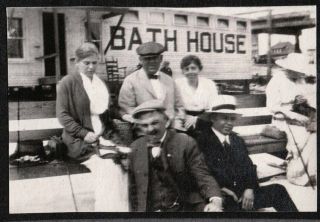 Vintage Photograph 1919 - 20 Men/women Bath House Sign Daytona Beach Florida Photo