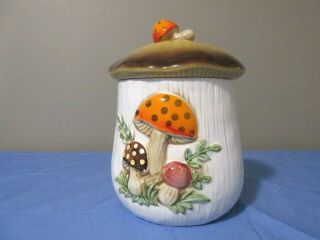 Vintage 1978 Sears Roebuck And Co Merry Mushroom Canister/cookie Jar W/lid