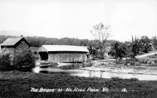 North Hyde Park Vermont The Covered Bridge - Real Photo Postcard 1940 - 50s