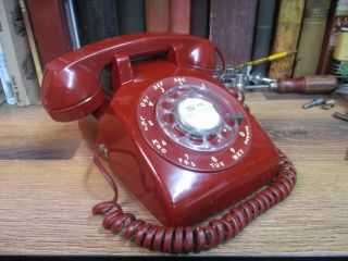 Red Rotary Dial Desk Telephone Itt Bell Retro Western Electric Pastel
