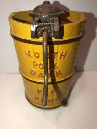 Antique Cast Iron North Pole Bank Ice Cream Churn Save Your Money And Freeze It