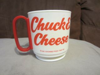 Vintage Chuck E Cheese 1991 SHOWBIZ PIZZA TIME INC.  PLASTIC MUG EUC 2
