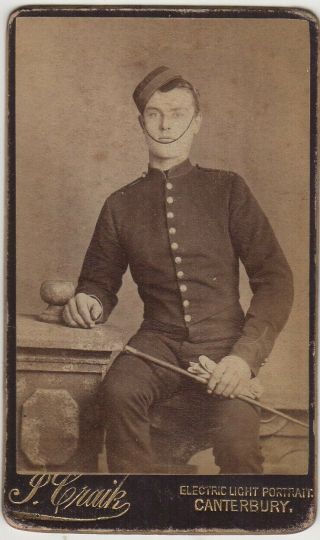 Military Cdv Photo Of A Soldier Of The Kent Artillery Cavalry ? C.  1900