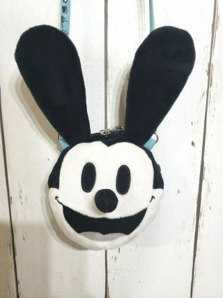 Tokyo Disney Oswald The Lucky Rabbit Face Plush Pass Case Card Holder Purse Bag