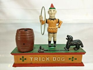 Antique Cast Iron Trick Dog Piggy Bank