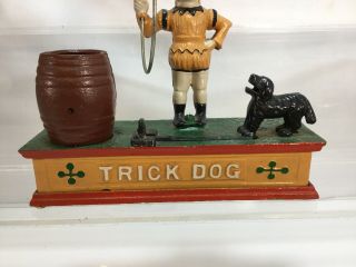 Antique Cast Iron Trick Dog Piggy Bank 3