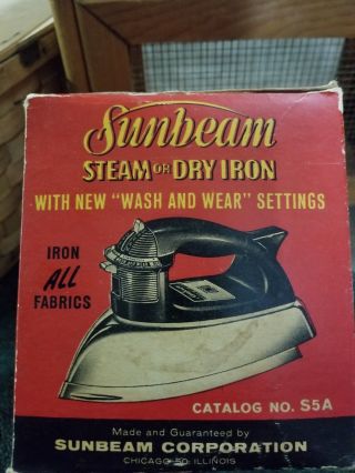 Vintage Sunbeam Steam Or Dry Iron Ironmaster Model S - 5a 1950s