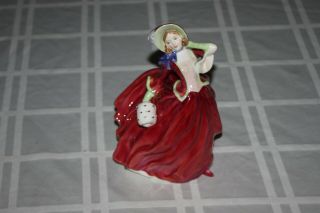 Royal Doulton Autumn Breezes Hn1934 Red Dress Statue Figure Small Stamp