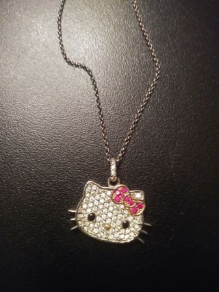 Diamonique Hello Kitty 925 Necklace By Sanrio 18 "