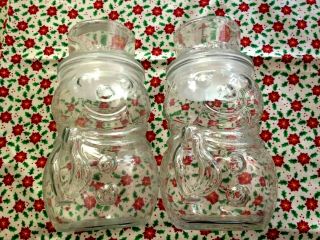 Set Of 2 Vintage Christmas Snowman Glass Candy Jars 7 1/2 " Canada