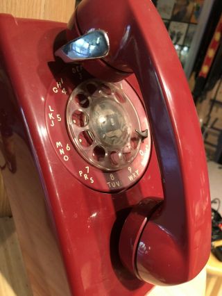 Bell System Western Electric Telephone Vintage Red Rotary Wall Phone