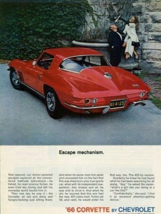 1966 Chevrolet Corvette 425 Hp Turbo Jet 427 V8 Hard Top Advertisment