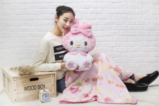 Kawaii Bowknot My Melody Kitty Doll Plush Toy Soft Blanket Cos Gift