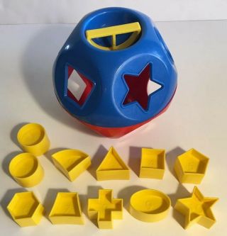 Tupperware Shape O Ball Sorter Rattle Toy Complete Tuppertoy Red Blue Yellow